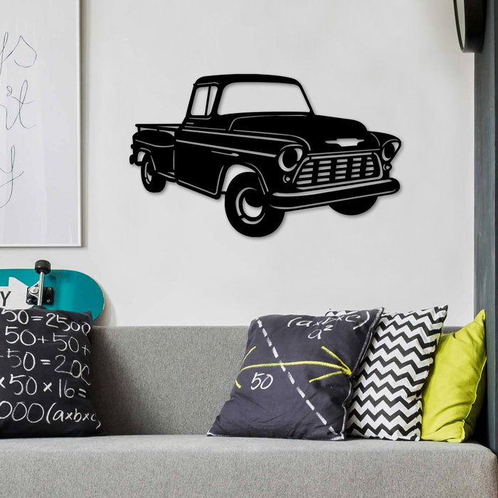 Wallity Chevy 3200 Pickup Escultura de Pared de Metal Negra